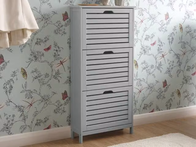 GFW Bergen Three Tier Scandinavian Shoe Cabinet in Grey – 2