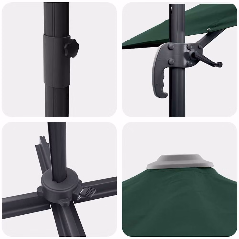 Berkfield Home Green Cantilever Umbrella with Polyester Fabric and Metal Frame – 4