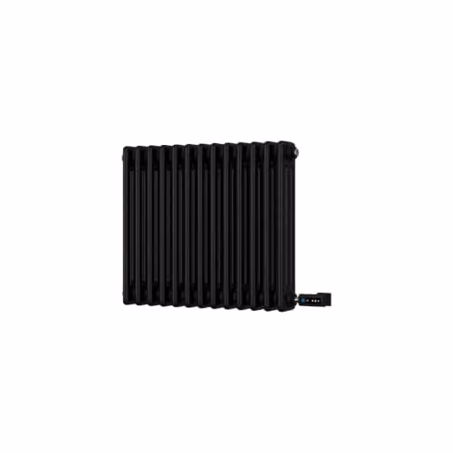 Alpha Black Electric 3 Column Horizontal Traditional Cast-Iron Style Radiator with WiFi and App Control, H: 50 cm, W: 59.9 cm – 2