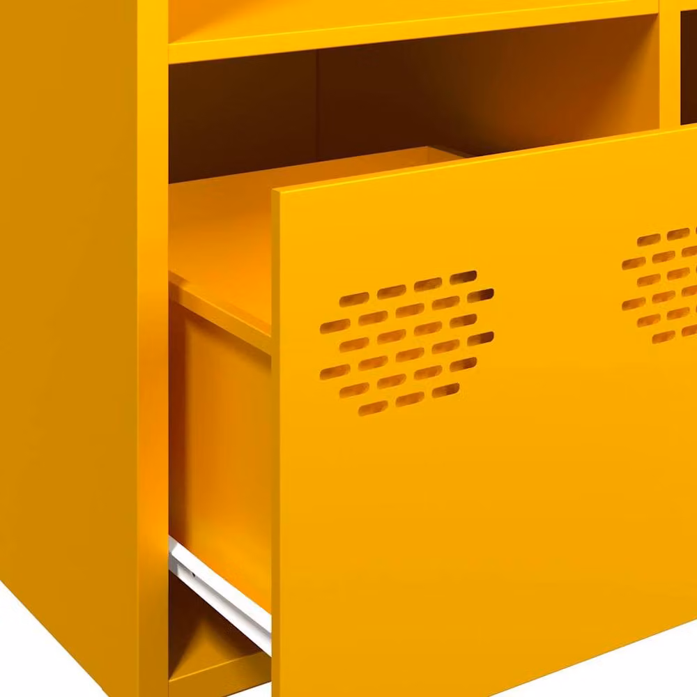 Berkfield Home Mustard Yellow Steel Highboard W: 68 cm, D: 39 cm, H: 103.5 cm – 3