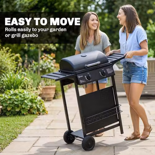 Outsunny Gas Barbecue Grill with Warming Rack, Thermometer and Wheels, Black – 7