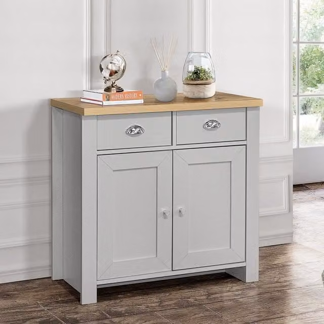 Birlea Modern Grey and Oak Wood Sideboard