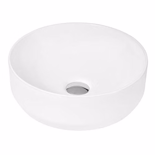 Hudson Reed NBV162 Round Ceramic Countertop Bathroom Sink Basin, White, W: 35.0 cm, D: 35.0 cm, H: 12.0 cm