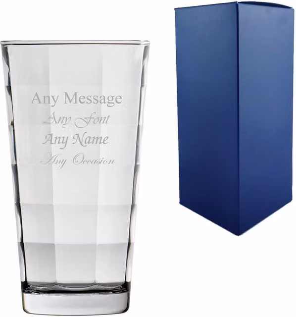 Uniqueful Personalised 365ml Cube Hiball Glass Tumbler in Clear