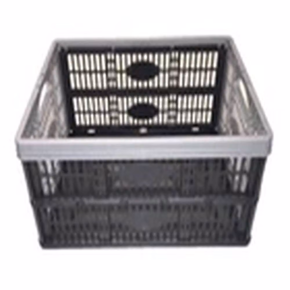 EONLION Pack of 5 Grey Plastic Foldable and Stackable 32L Slatted Storage Crates – 2