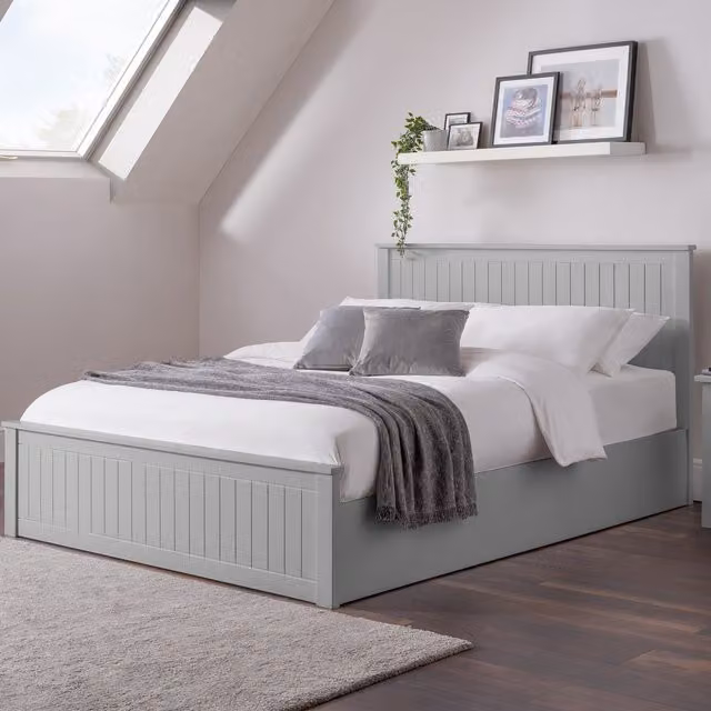 Julian Bowen Maine Ottoman Storage Bed, Grey, W/D/H: 140 x 200 x 145.5 cm – 3