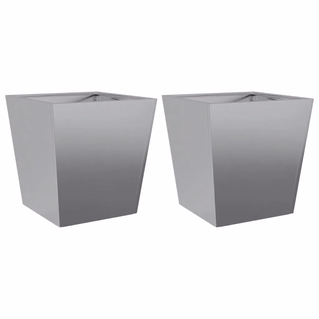 Berkfield Home Garden Galvanised Steel Planter Tubs in Grey, 2 Pack, W/D/H: 40 x 40 x 40 cm – 2