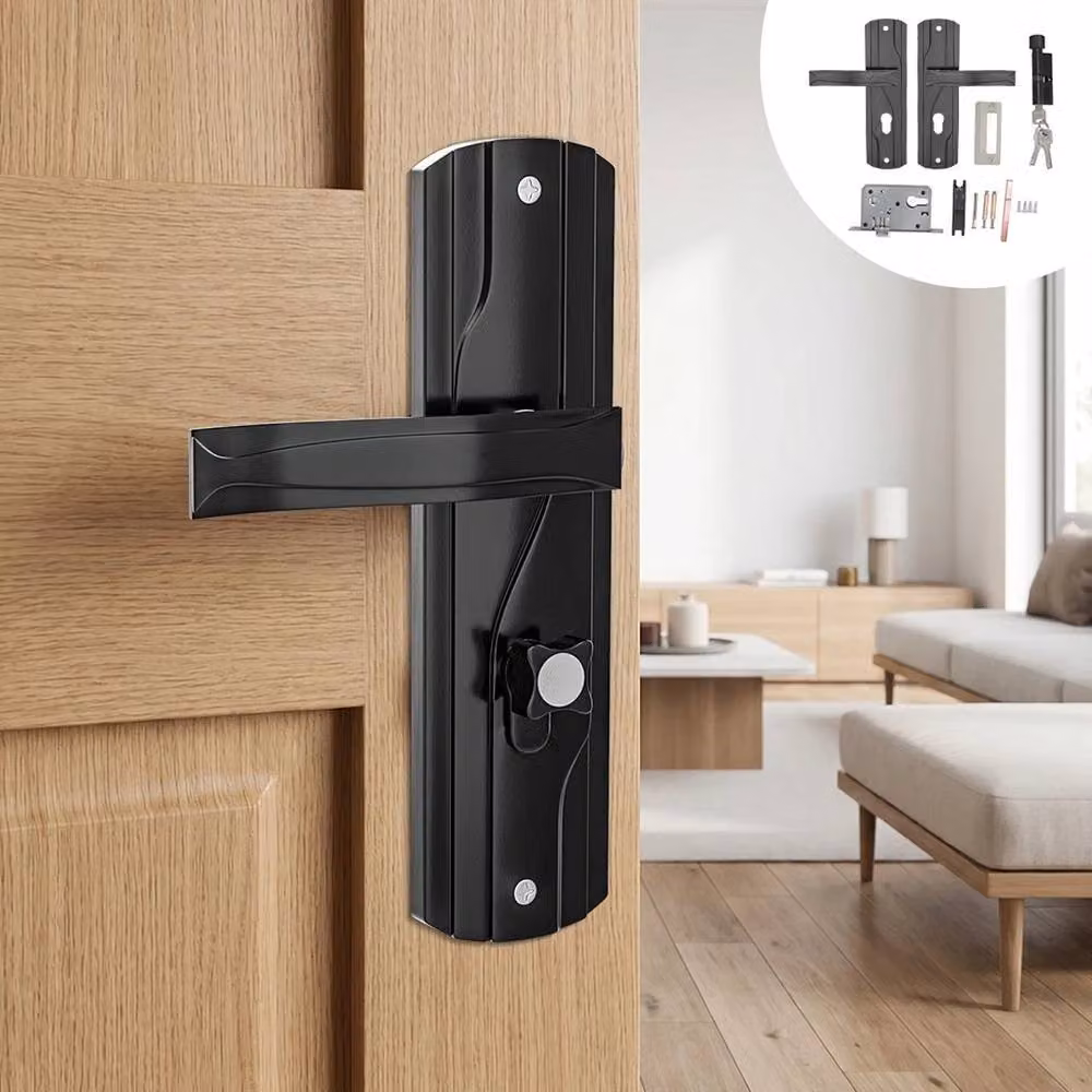 KORVIXA Black Lever Lock Set Lockable Door Handle made from Manganese Steel, Width: 520 mm – 4