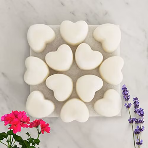 Gloriously Good Rose Geranium, Lavender, Ylang Ylang and Vetiver Aromatherapy Heart-Shaped Wax Melts, Set of 12, White – 2