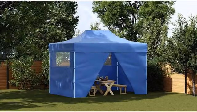 Berkfield Home Professional Folding Party Tent with 4 Sidewalls, Blue, W: 4 m, D: 3 m, H: 2.5 m