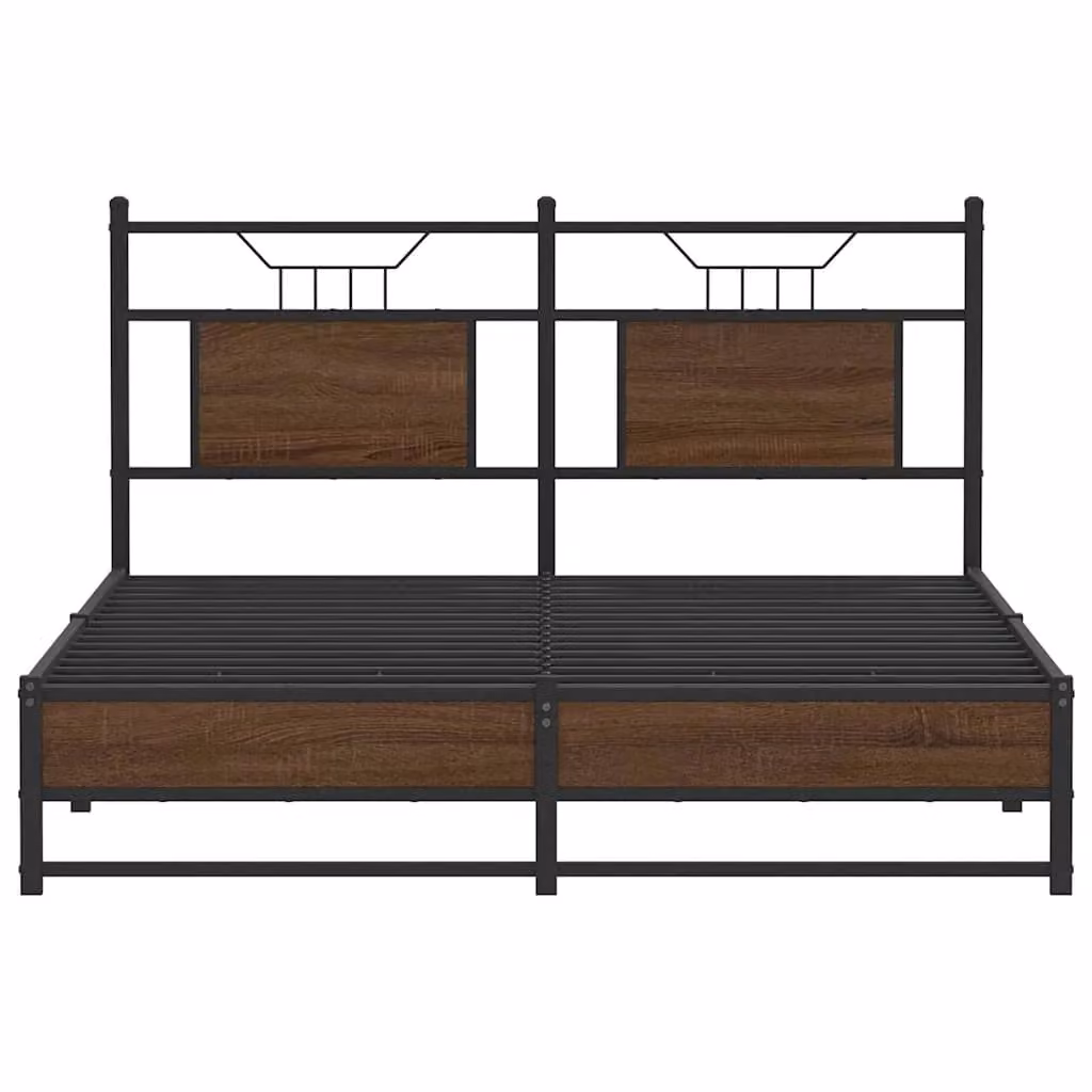 Berkfield Home Bed Frame in Brown Oak with Drawers, W/D/H: 140 x 190 cm – 4
