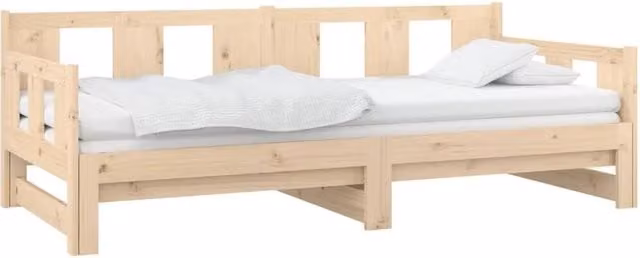 Berkfield Home Pull-out Day Bed in Solid Pine Wood, Light Brown, W/D/H: 190 x 90 x 69.5 cm – 1