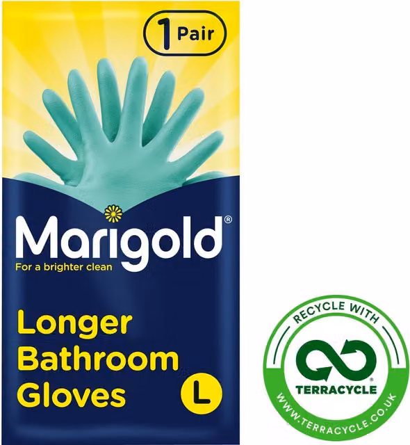 Marigold Longer Bathroom Gloves in Blue, Large