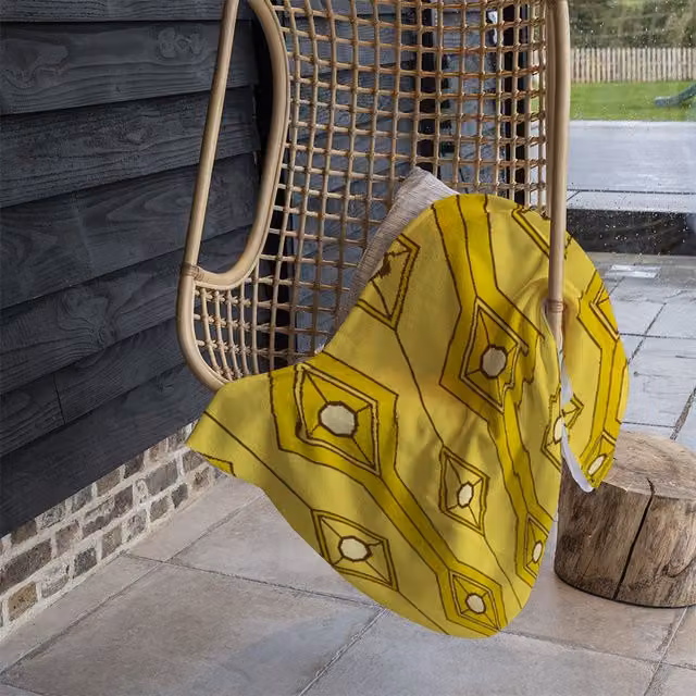 Benjamin Tate Design Yellow Geometric Fleece Blanket, W/D/H: 120 x 150 cm