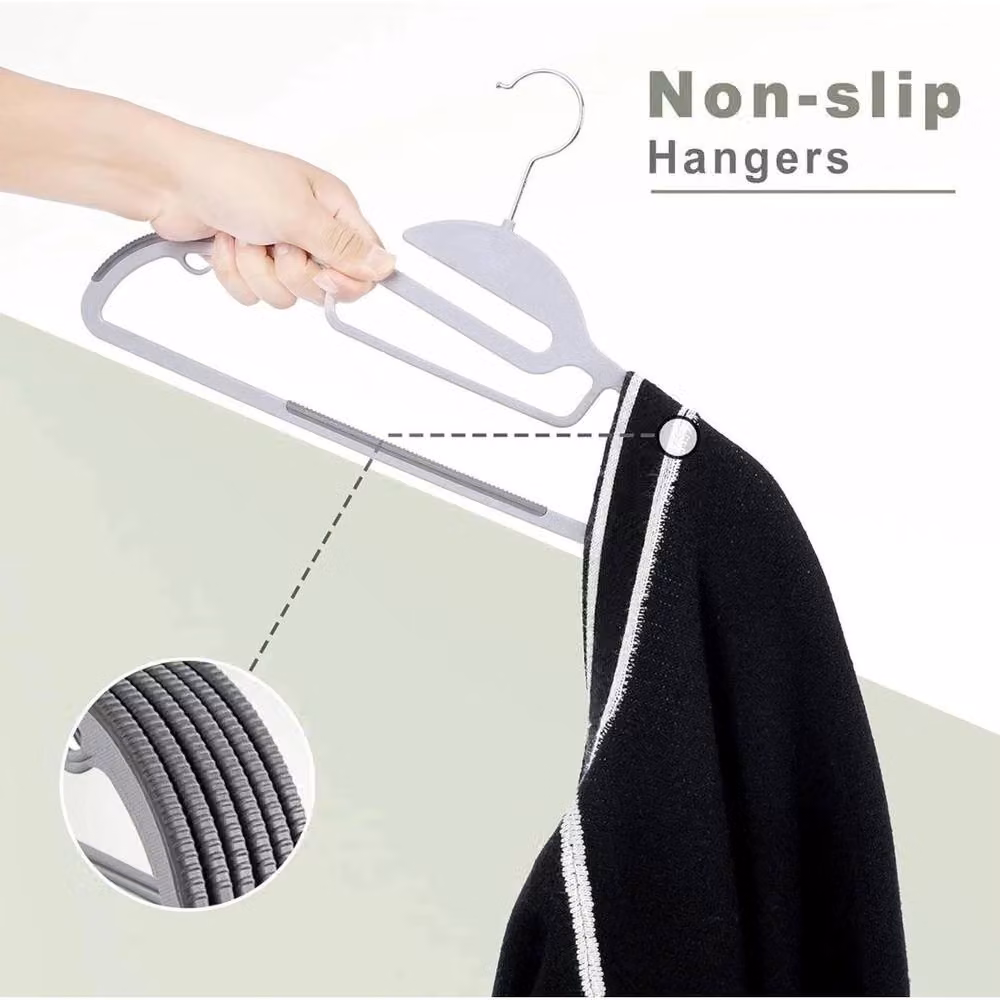 SPETLEK Grey Plastic Adult Coat Hangers, Pack of 30 – 3