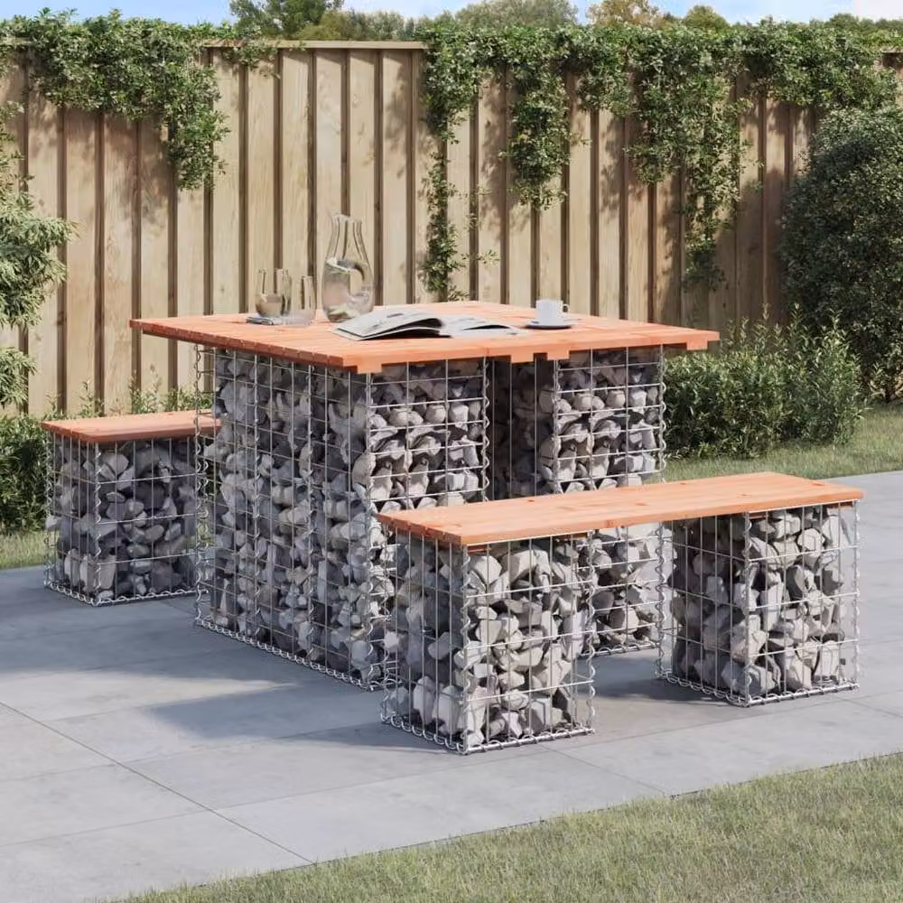 Berkfield Home Beautiful Garden Bench Gabion Design in Brown Solid Douglas Wood W/D/H: 100 x 102 x 72 cm – 1
