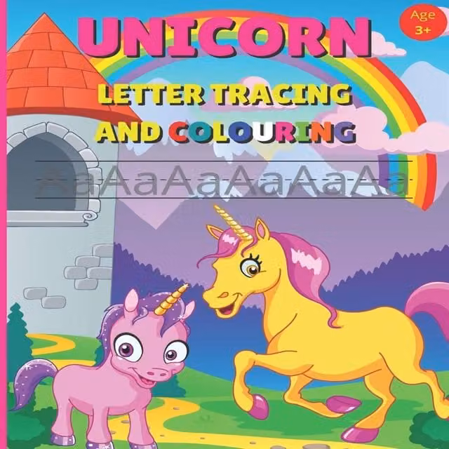 Bambam Books Unicorn Letter Tracing and Colouring Handwriting Practice Book in Multicolour