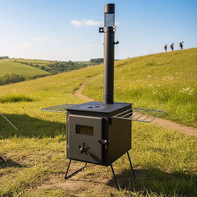 RoyalFire Pandora Portable Wood Burning Tent Stove in Black