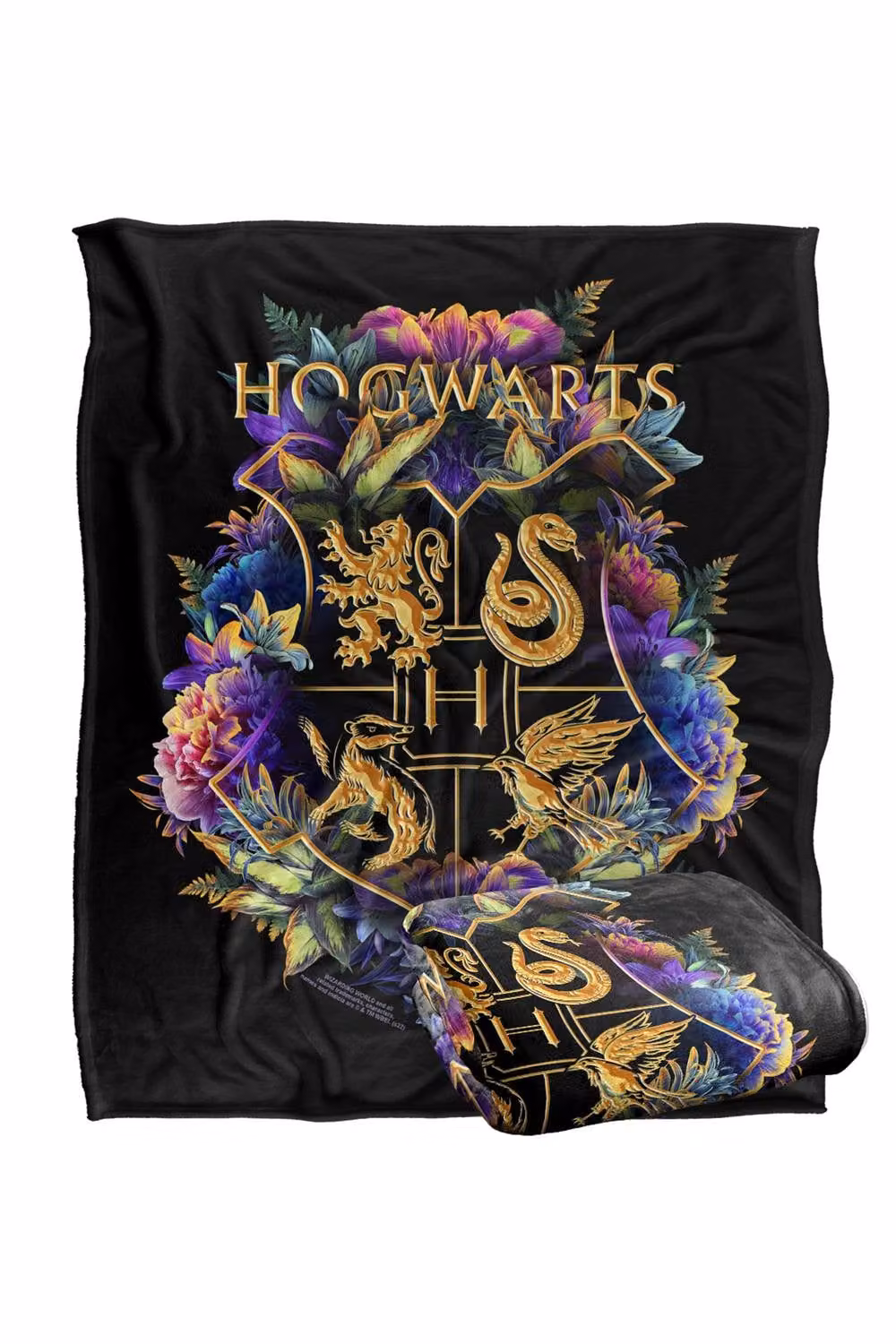 LOGOVISION Harry Potter Hogwarts Floral Foliage Crest Super Soft Fleece Throw Blanket, Multicolour – 7