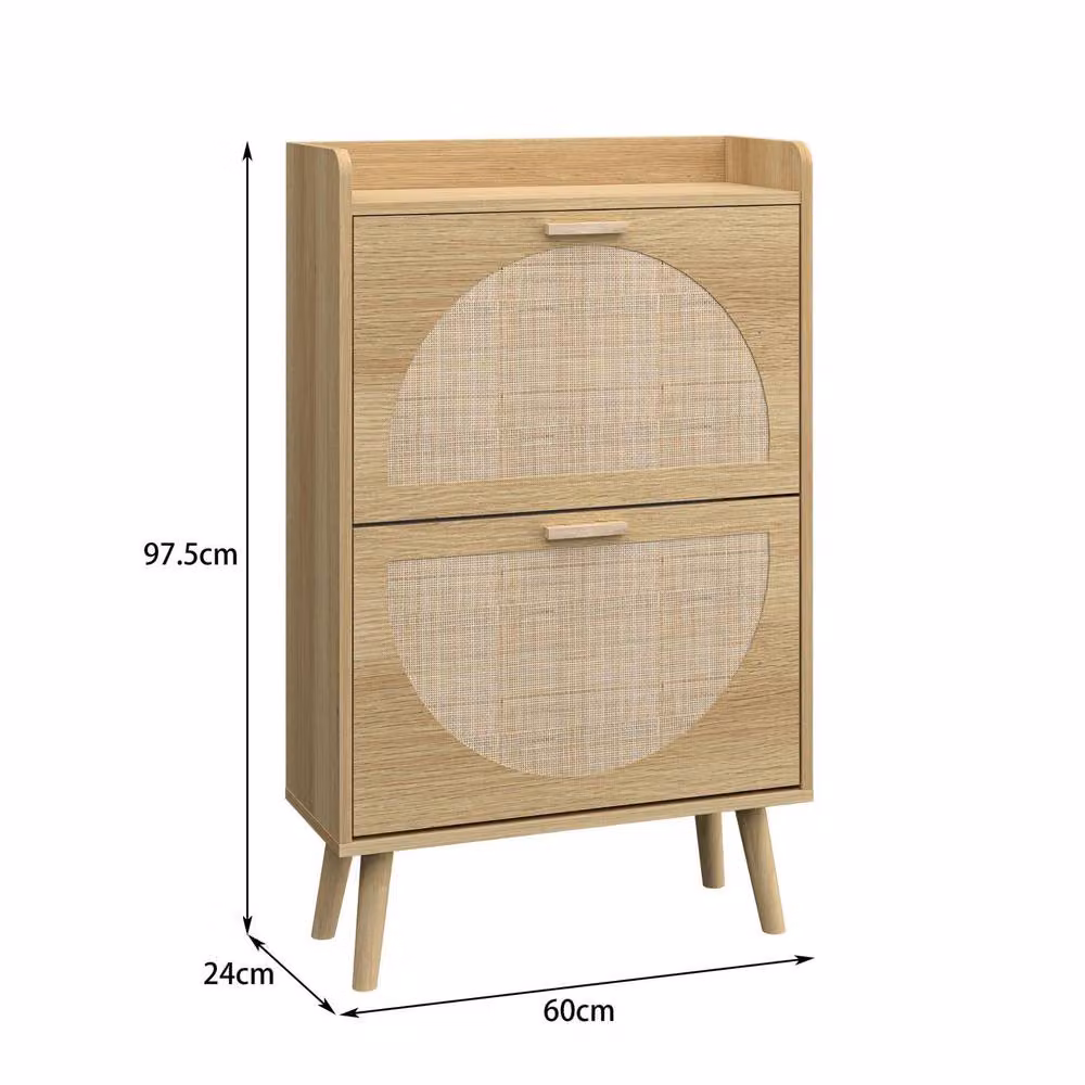 Home Source 2 Door Rattan Shoe Storage Cabinet in Sand – 2