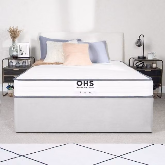 OHS White Hybrid Memory Foam Mattress, Medium-Soft, W: 180 cm, D: 200 cm