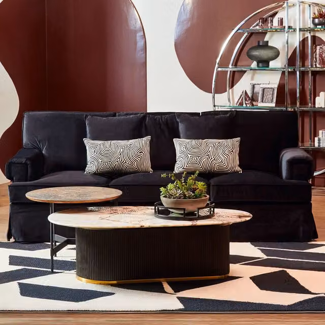 Orsina Three-Seater Grey Velvet Sofa with Padded Arms and Scatter Cushions, W/D/H: 220 x 96 x 90 cm