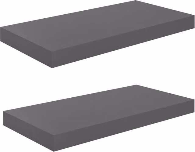 Berkfield Home Floating Wall Shelves, 2 Piece Set, High Gloss Grey, W: 50 cm, D: 23 cm, H: 3.8 cm