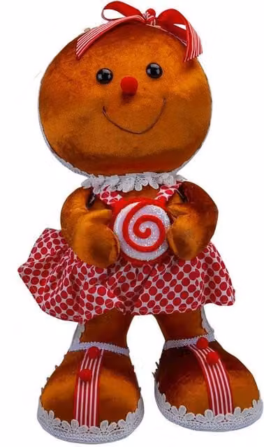 VFM e-Store Christmas Gingerbread Woman Tabletop Decoration, Red and Brown, H 46 cm x W 24 cm
