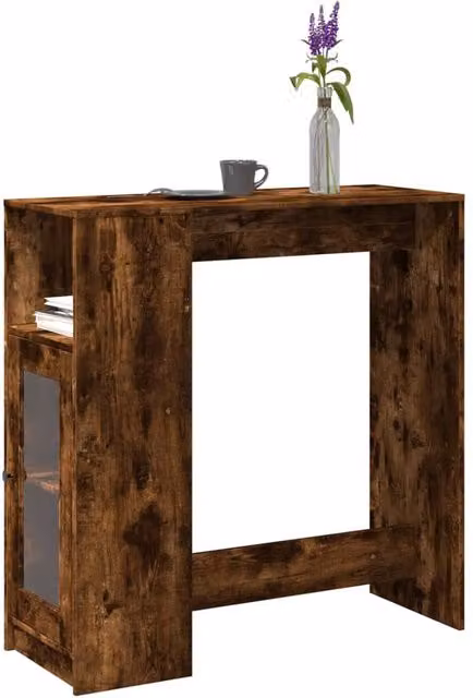 Berkfield Home Bar Table with Racks in Smoked Oak Brown, W/D/H: 101 x 40 x 103.5 cm