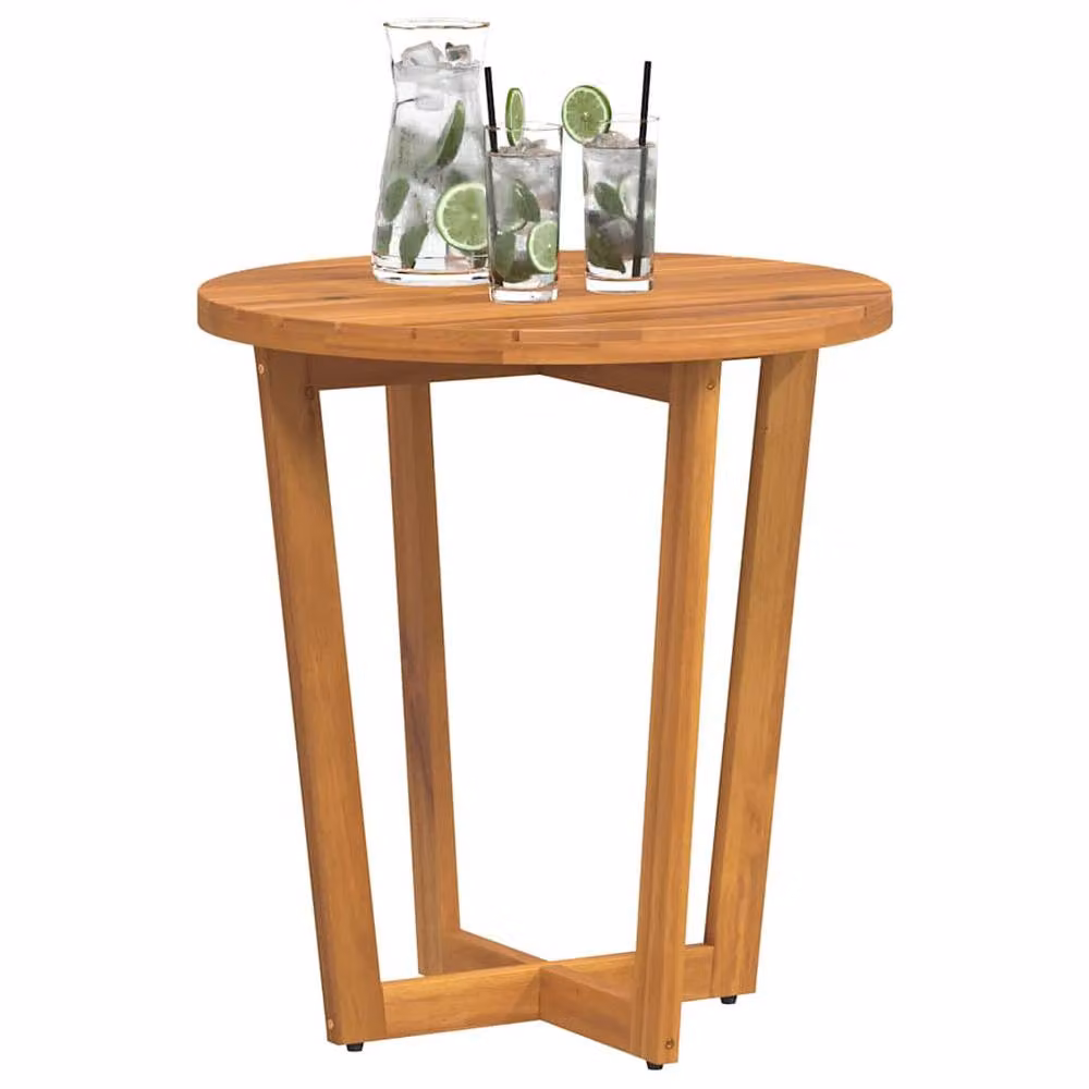 Berkfield Home Round Acacia Wood Garden Side Table, Brown, W/D/H: 70 x 70 x 75 cm – 3