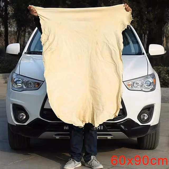 NESTLUNE Large Natural Chamois Leather Car Cleaning Cloth, Beige, W: 100 cm, H: 15 cm – 1