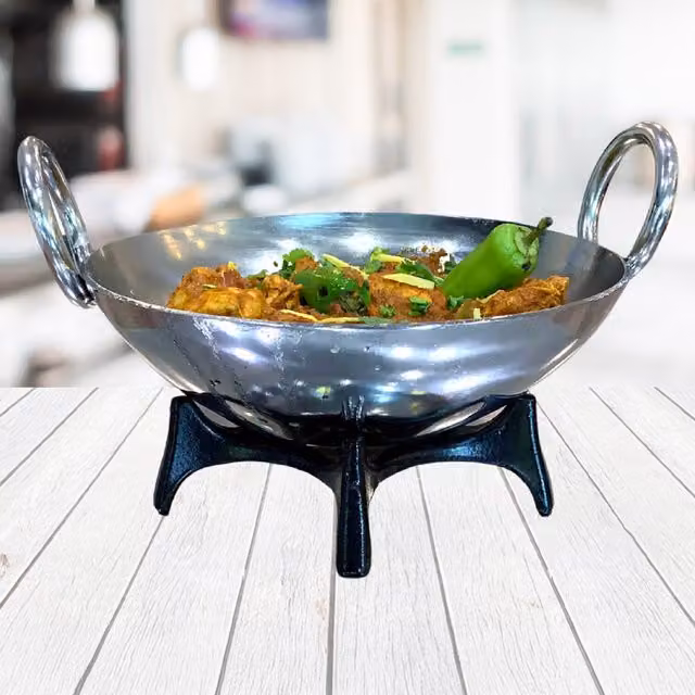 Buckingham Stainless Steel Karahi Wok Cookware Pan, Silver