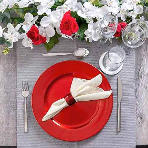 Argon Tableware Metallic Red Melamine Charger Plate, Diameter: 33 cm – 3
