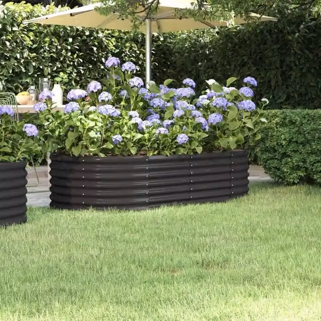 Berkfield Home Garden Powder-coated Steel Raised Bed in Anthracite Black, W/D/H: 152 x 80 x 36 cm – 1