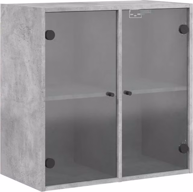 Berkfield Home Wall Mounted Cabinet with Glass Doors in Concrete Grey, W/D/H: 68 x 37 x 68.5 cm – 1