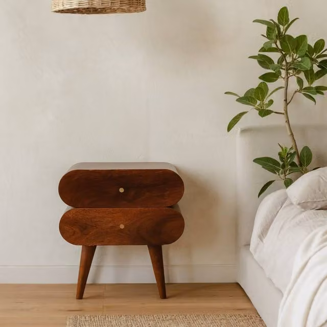 Wyld Haus Brescia Bubble Chestnut Mango Wood Bedside Table in Brown