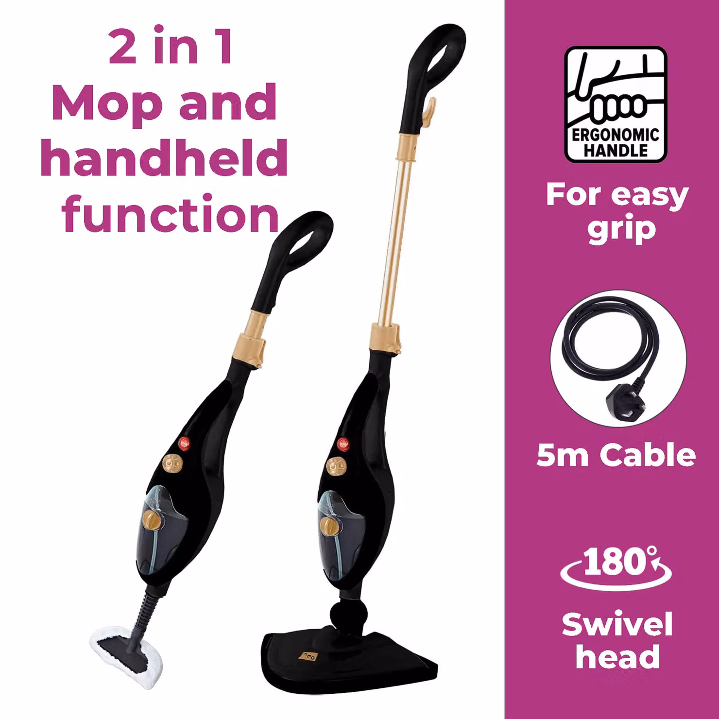 Neo 10 in 1 1500W Hot Steam Mop Cleaner and Hand Steamer in Bronze – 3