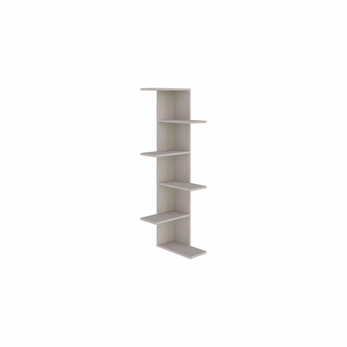 Decortie Saso Modern Wall Mounted Corner Bookcase Display Unit in Beige, H 141 x W 37 x D 37 cm – 2