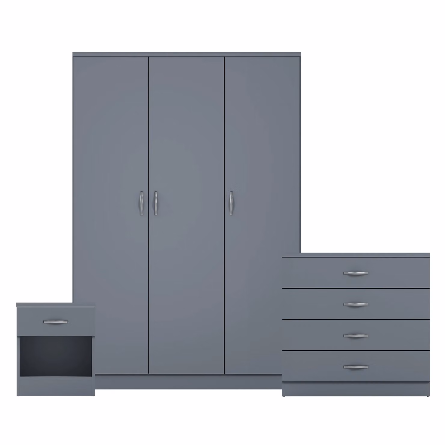 Vida Designs Riano 3 Piece Grey Bedroom Set with 4 Drawer Chest and 3 Door Wardrobe – 2