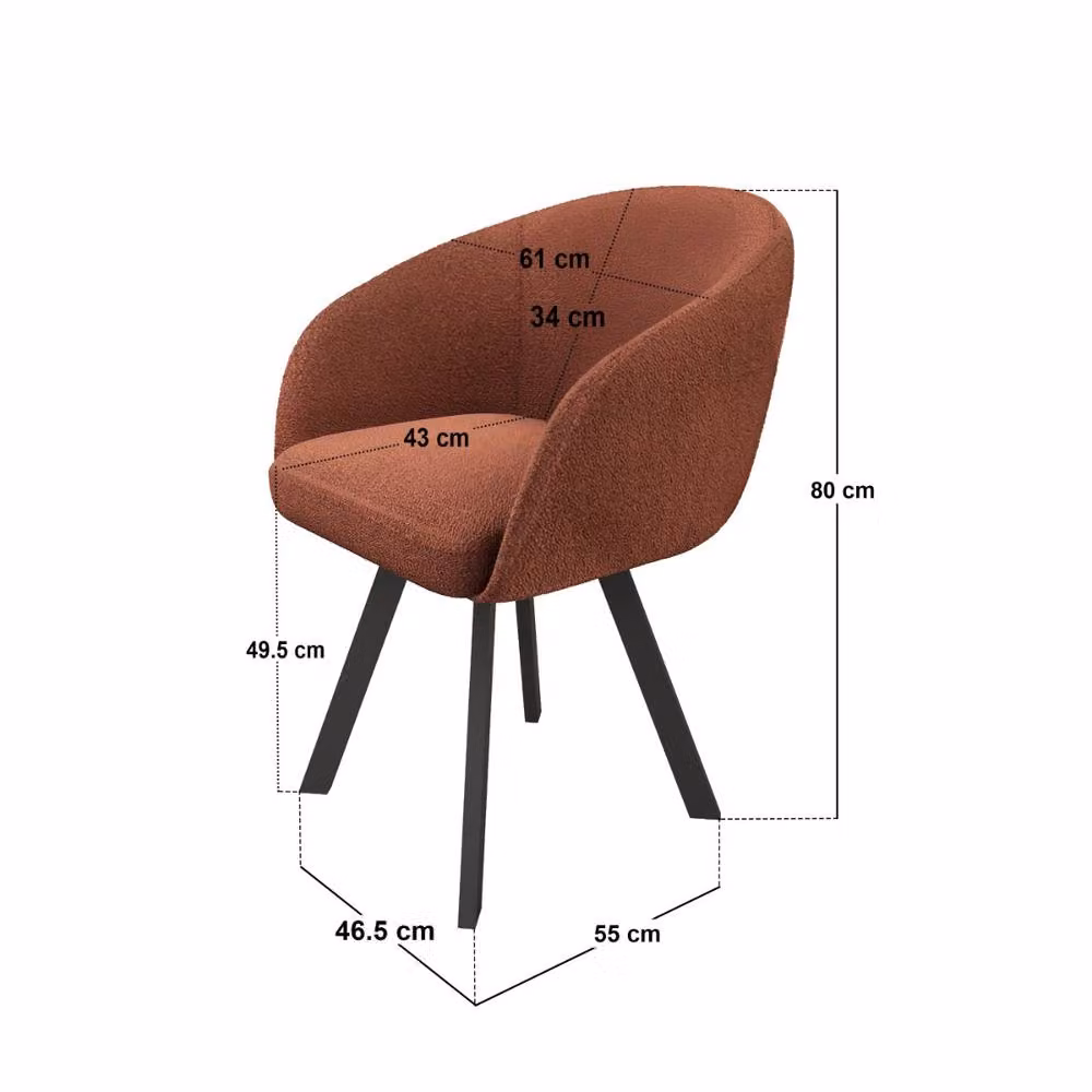 Solace+Co Emil Round Glass Dining Table and Vito Chairs Set in Brown, Diameter: 120 cm, Height: 75 cm – 4