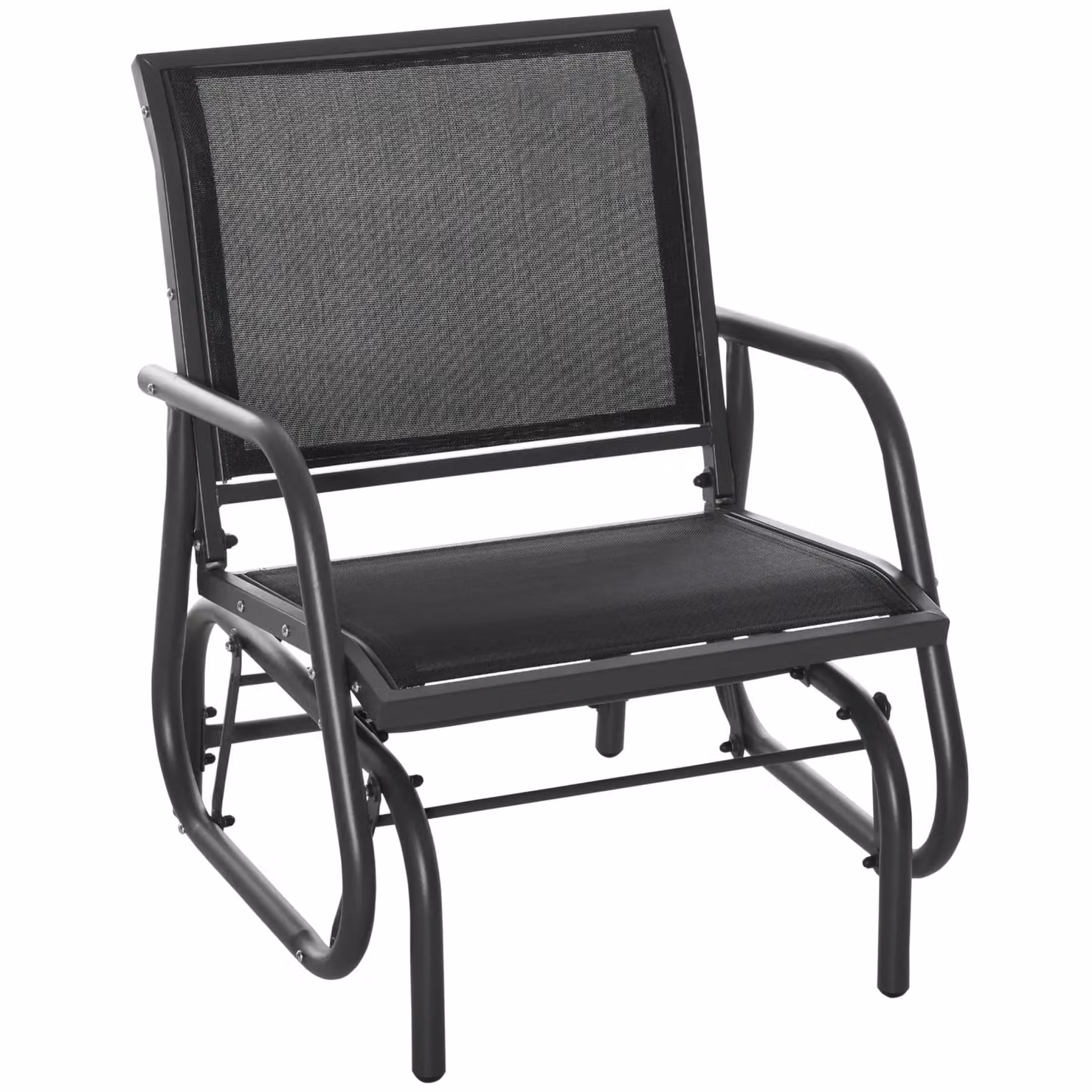 OUTSUNNY Outdoor Gliding Swing Chair with Textilene Mesh and Powder Coated Steel Frame in Black – 2
