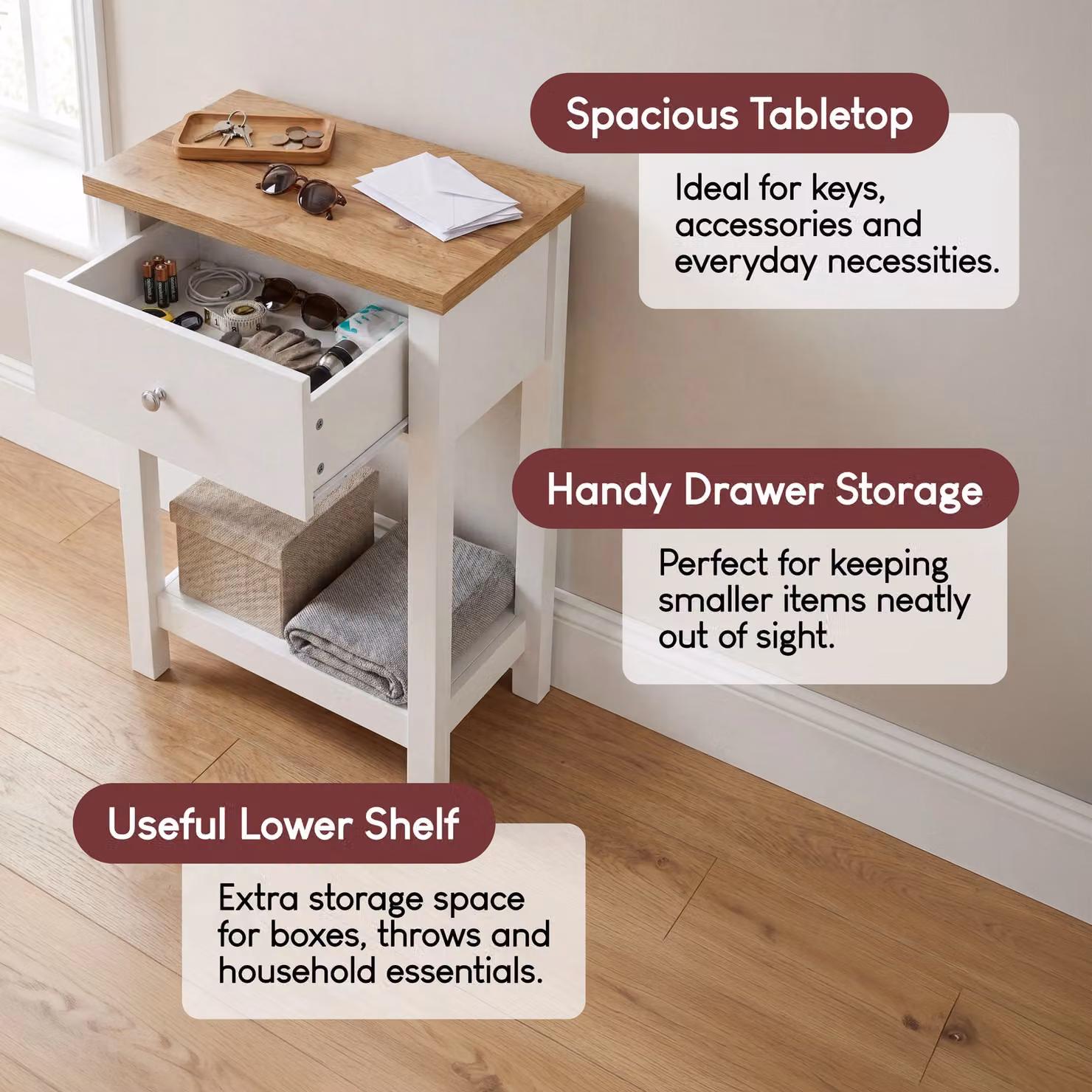 Vida Designs Arlington 1 Drawer Console Table in White – 4