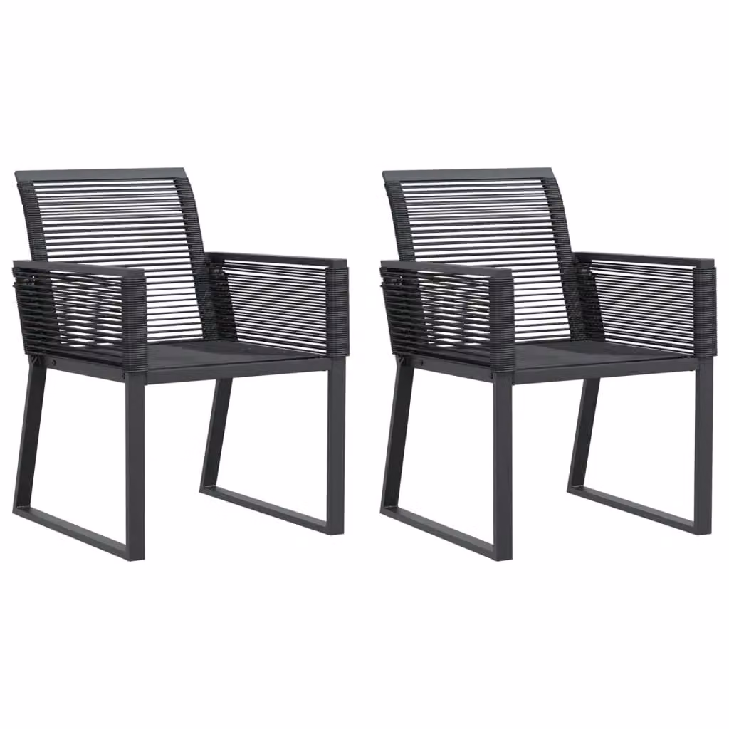 Berkfield Home Set of 2 Black Poly Rattan Garden Chairs with Armrests and Powder Coated Steel Frame – 2