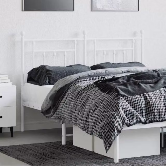 Berkfield Home Metal Headboard in White