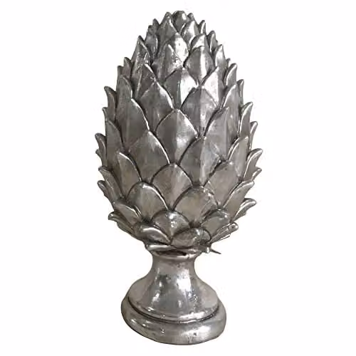 Hill Interiors Silver Ceramic and Metal Pinecone Tabletop Ornament – 1