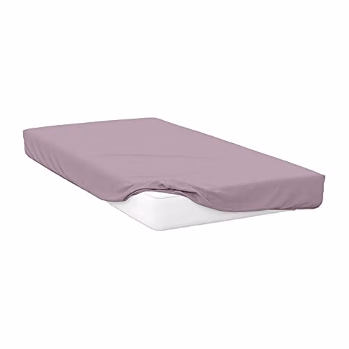 Belledorm Purple Egyptian Cotton Percale 200 Thread Count Fitted Sheet, W/D/H: 90 x 200 x 30 cm