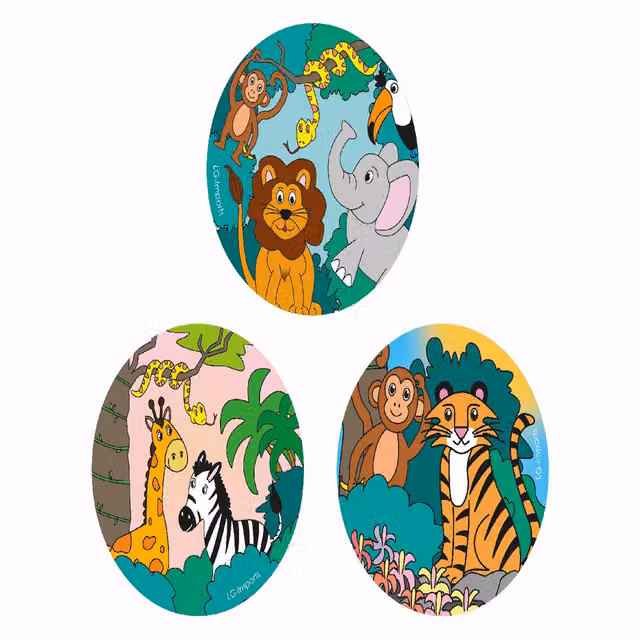 LG-Imports Pack of 12 Round Wild Animals Design Hardcover Notebooks, White and Multicolour, W: 8 cm