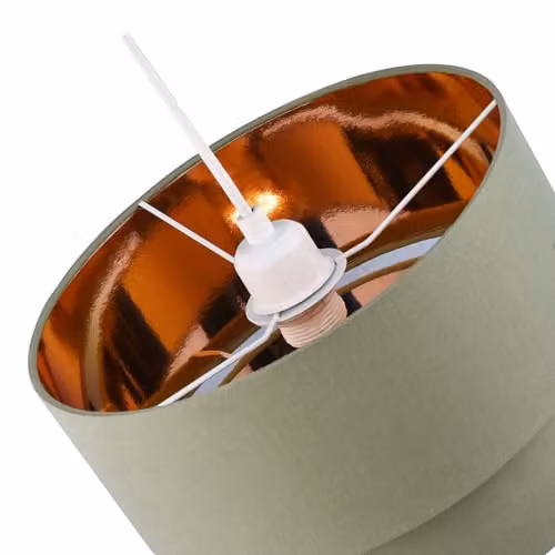 Happy Homewares Modern Round Cotton Fabric Double Tier Ceiling Pendant Lamp Shade in Green with Copper Inner, W: 20 cm, H: 30 cm – 2