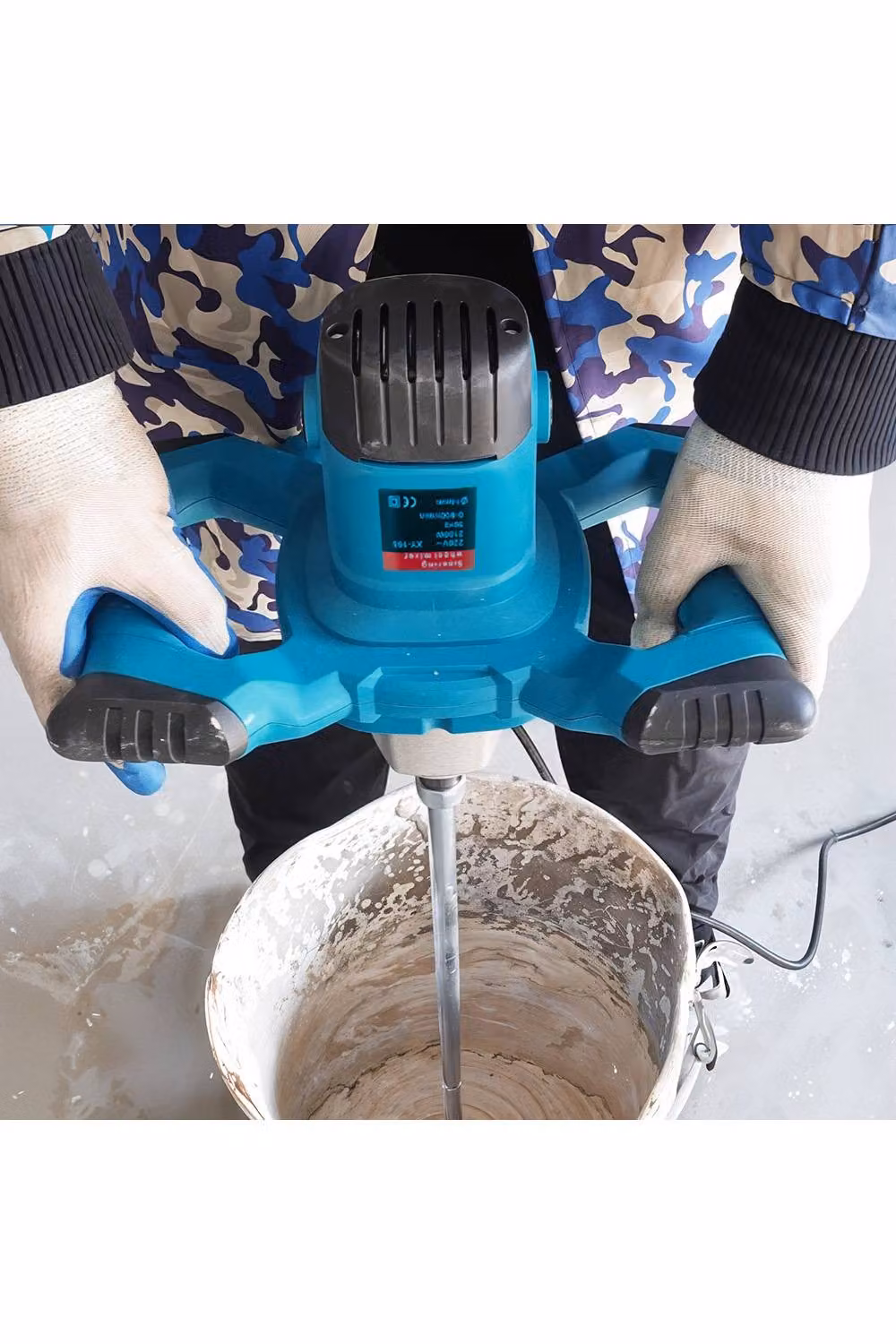 H&O Direct 6-Speed 2100W Portable Handheld Cement Mixer with Copper Motor, Blue – 2