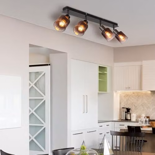Globo Lighting Modern Adjustable Ceiling Spotlight in Black and Copper with Glass Cylinder Shade – 4
